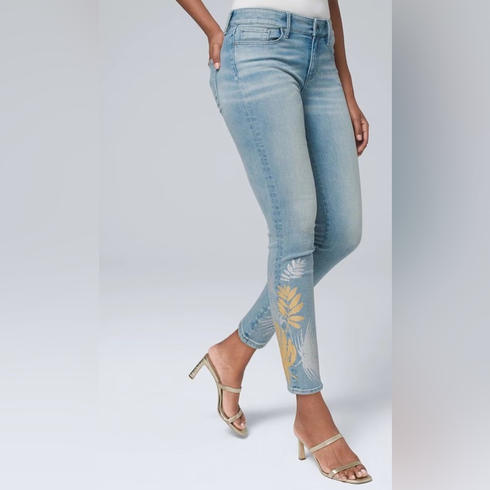 WHBM Mid-Rise Foil Slim Jeans